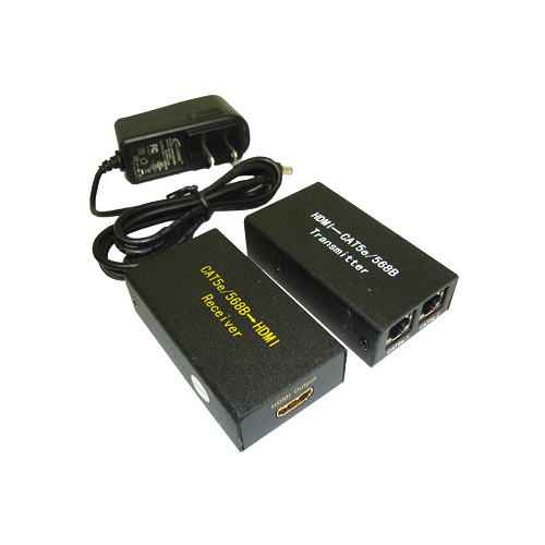 CAT 5E/CAT 6 TO HDMI EXTENDER UP TO 60M, TRANSMITTER/RECEIVER PAIR WITH POWER SU