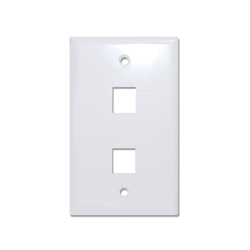 2 PORT KEYSTONE SMOOTH FACEPLATE, WHITE