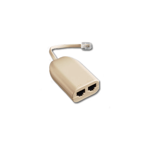 DSL FILTER/SPLITTER 1 MALE TO 2 FEMALE, 1 PORT (1 LINE, PIN 3&amp;4 FILTERED) + 1 PO