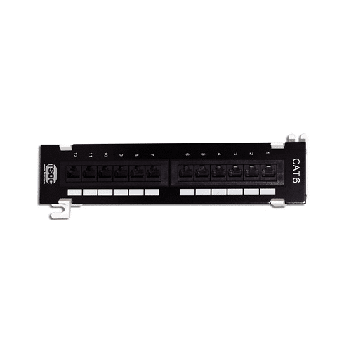 12 PORT CAT 6 RJ45 MINI PATCH PANEL WITH BRACKET 110 TYPE, BLACK