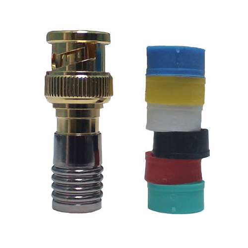 RG59 BNC TYPE MALE COMPRESSION CONNECTOR, 6 COLOUR RINGS (EACH)