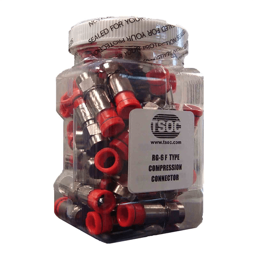 RG6 F TYPE SNAP AND SEAL COMPRESSION CONNECTOR RED RING, 50PCS/PKG (SNS1P6U)