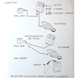 90V TELEPHONE LINE POWERED STROBE FLASHER &amp; ELECTRONIC RINGER, WHITE