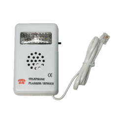90V TELEPHONE LINE POWERED STROBE FLASHER &amp; ELECTRONIC RINGER, WHITE