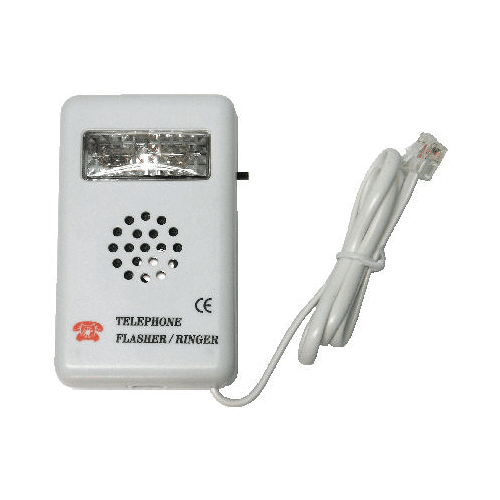 90V TELEPHONE LINE POWERED STROBE FLASHER &amp; ELECTRONIC RINGER, WHITE
