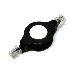 4FT RETRACTABLE RJ11 PHONE/MODEM CABLE, BLACK