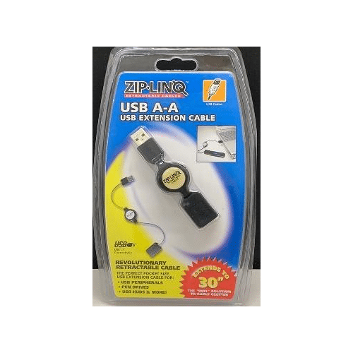 2.5FT RETRACTABLE USB1.1 A-A MALE-FEMALE  EXTENSION CABLE, BLACK
